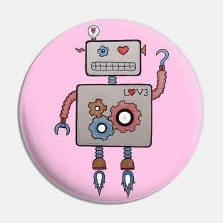 Robot in Love - Cartoon Robot with Heart Eye Pin