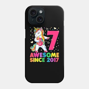 7 Years Old Unicorn Flossing 7th Birthday Girl Unicorn Party T-Shirt Phone Case