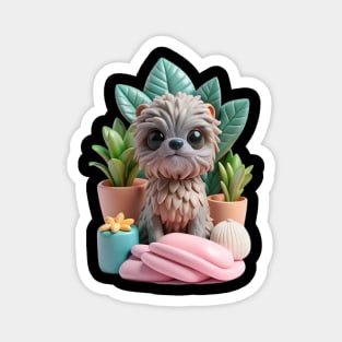 Cute Fluffy Creature Pet Art | Whimsical Animal Design Magnet