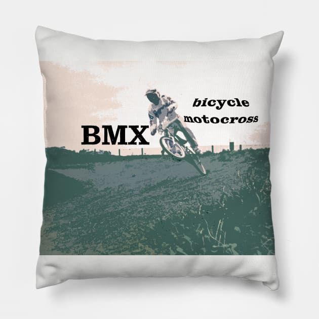 BYcicle motocross Pillow by rickylabellevie