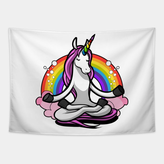 Unicorn Zen Yoga Tapestry by underheaven