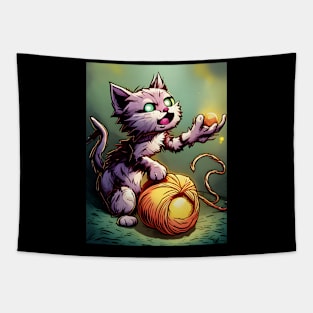 Bessie The Pussycat Plays with a Ball of Yarn Tapestry