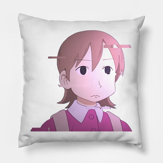 Nichijou glitch art Pillow by dumbvaporwave