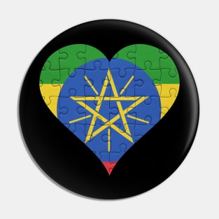 Ethiopian Jigsaw Puzzle Heart Design - Gift for Ethiopian With Ethiopia Roots Pin