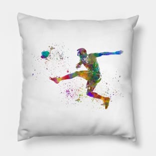 Soccer player in watercolor Pillow