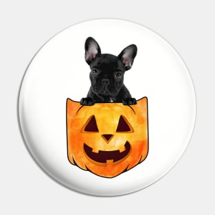 French Bulldog Dog In Pumpkin Pocket Halloween Pin