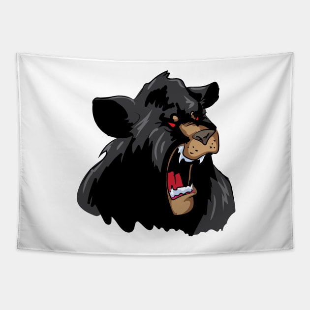 Angry Black Bear Tapestry by Qspark