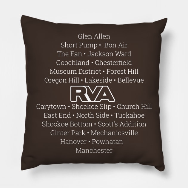 Richmond, Va Neighborhoods - RVA Version Pillow by Ramabyte