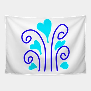 Blue pink heart watercolor valentine art Tapestry