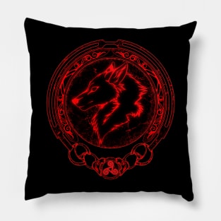 Fenris Wolf and Celtic Triskelion symbol Pillow