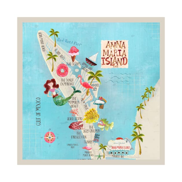 Anna Maria Island Florida//custom island map design and pattern by Bridgett3602