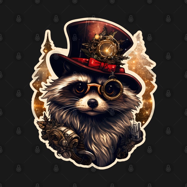 Steampunk Christmas Raccoon by beangeerie