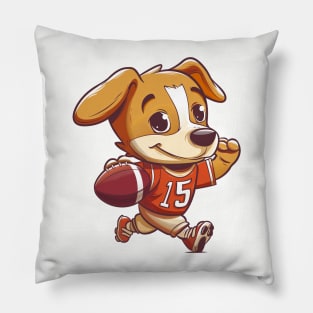 Cute Puppy Playing American Football Pillow