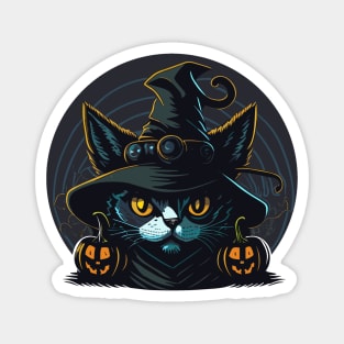 Scary Black Cat Witch Magnet