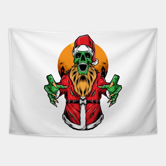 Zombie Santa Scary Tapestry by Mako Design 