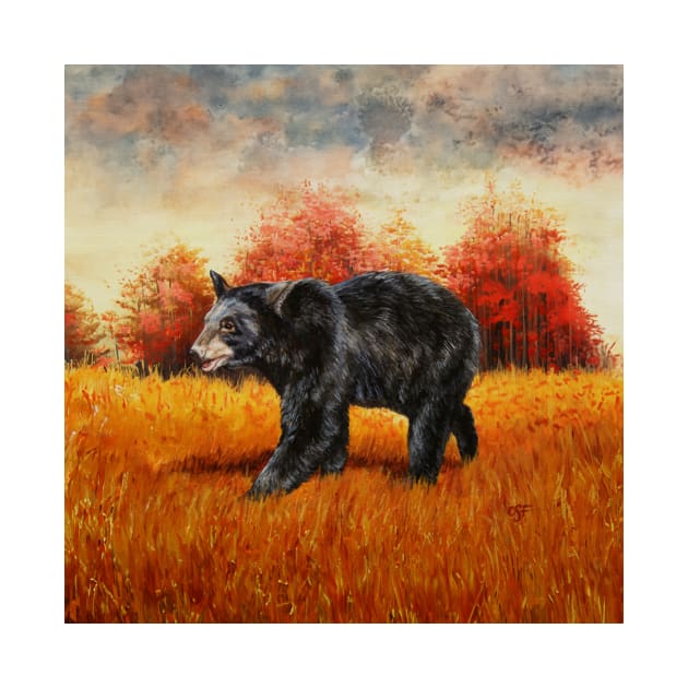 Black Bear in Autumn Woods by csforest