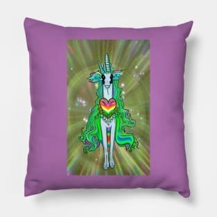 Rainbow Heart Llama Unicorn Superhero Pillow