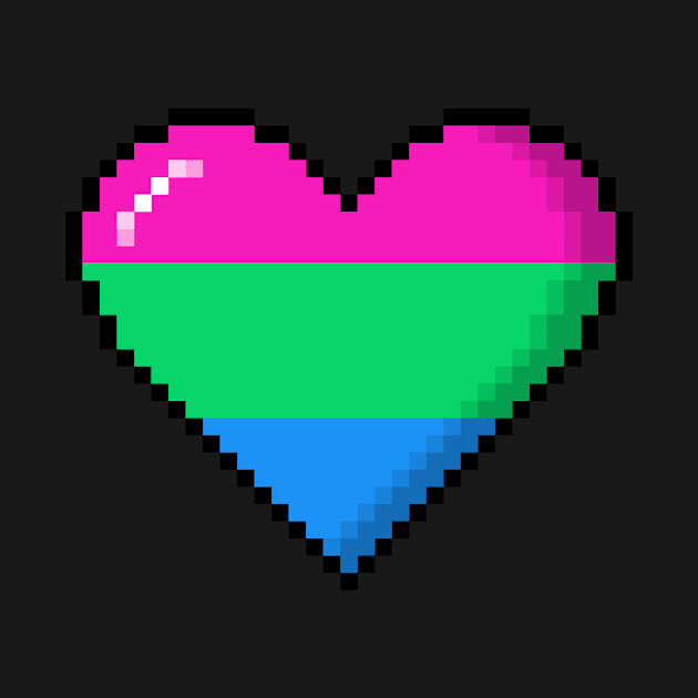 Polysexual Pride Pixel Heart by wheedesign