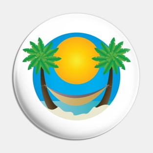 Hammock palm trees sun beach Pin