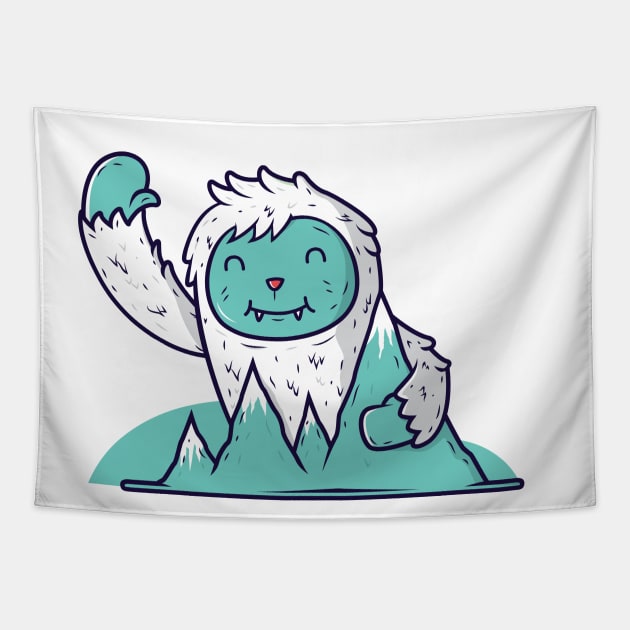 Cute and friendly yeti Tapestry by UniqueDesignsCo