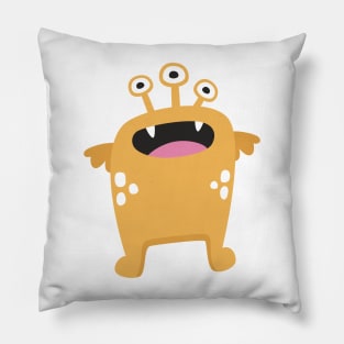 Cute three eyed monster character cartoon Pillow