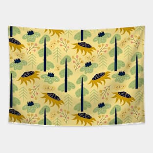 Scandinavian Spring Flowers with Sunflowers Tapestry