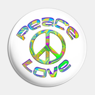 Retro Tie Dye Peace & Love with Peace Symbol Pin