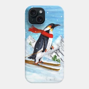 Downhill Skiing Penguin Phone Case