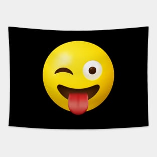 Winking face with tongue emoji Tapestry