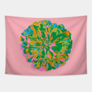 CHRYSANTHEMUMS Abstract Big Flower Summer Bright Floral - Green Blue Pink Yellow Pale Pink - UnBlink Studio by Jackie Tahara Tapestry