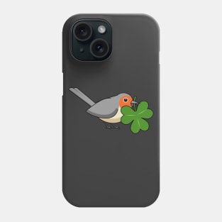 Cute Robin with Shamrock Clover Cartoon Phone Case