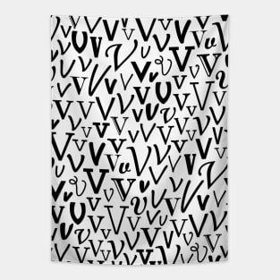 V - Typography (Black) Tapestry