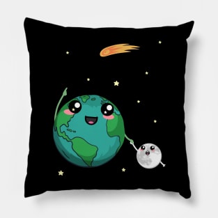 Earth And Moon Cute Uncle Halley Pillow