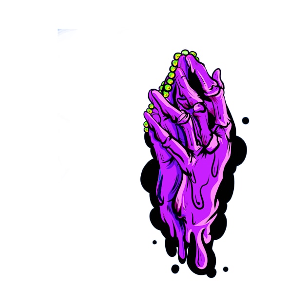 Dope purple praying skulls hands drawing by slluks_shop