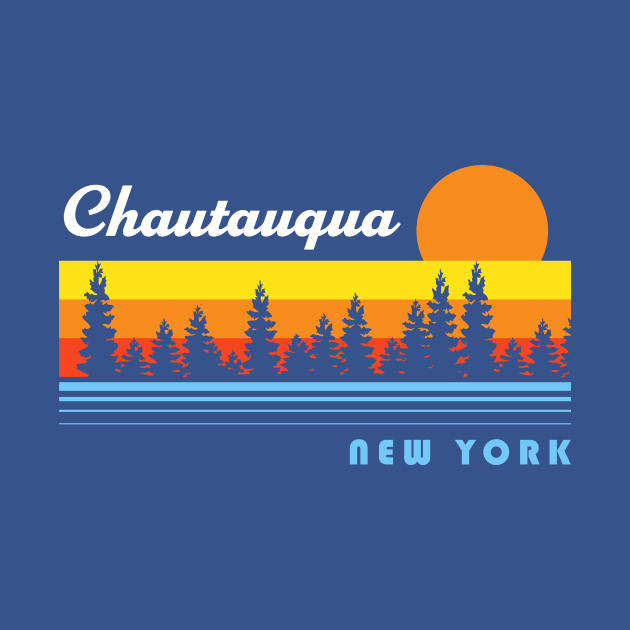 Chautauqua Lake New York NY Retro Sunset Fishing by PodDesignShop