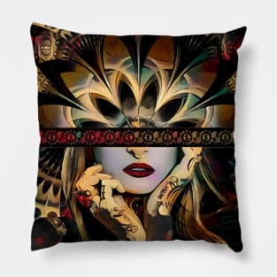 The Lady of a Thousand Swords (Desert Tribal Fractal Fusion) Pillow