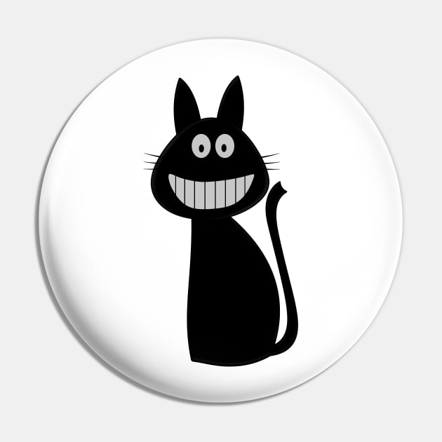 Smiling Black Cat Pin by Mad&Happy