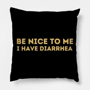 Be Nice To Me I have Diarrhea Pillow