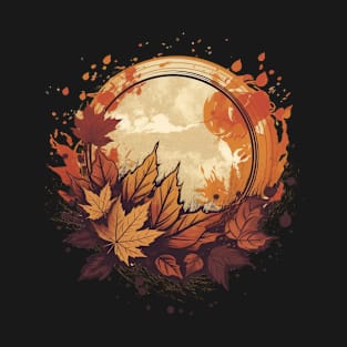 Hello Autumn Maple Leaves Wreath T-Shirt