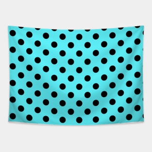 Black Polka Dots Pattern on Sky Blue Background Tapestry