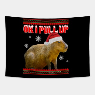 Ok I Pull Up Christmas Capybara Tapestry