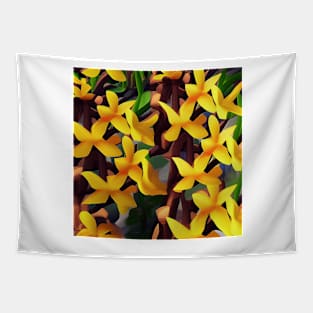 Bright Yellow Forsythia Tapestry