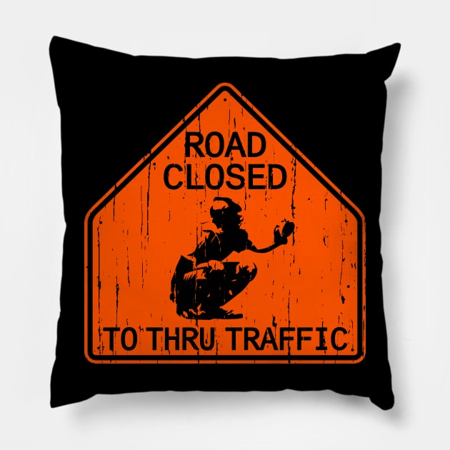 Baseball Softball Catcher Road Closed to Thru Traffic Construction Home Plate Sign Pillow by TeeCreations