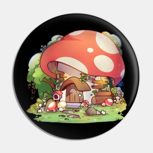 Mushroom Cottage Pin