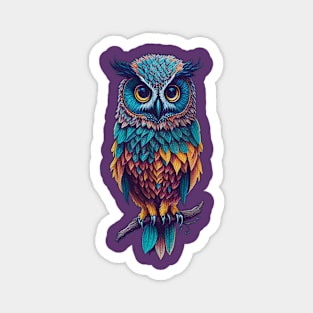 Wise Old Retro Owl Magnet