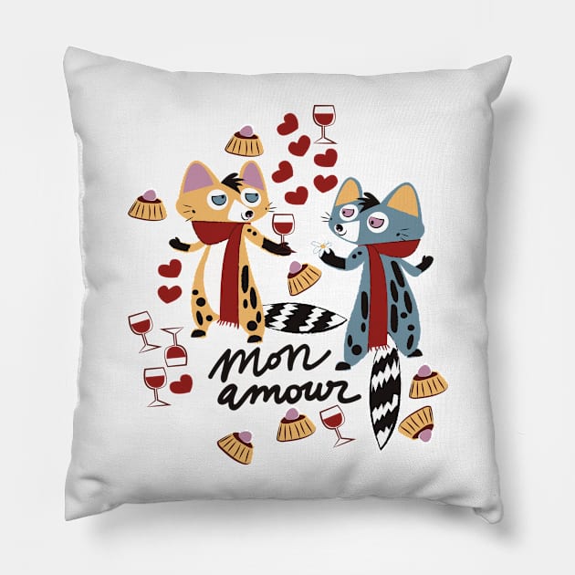 Genet-cats in love Valentines #1 Pillow by belettelepink