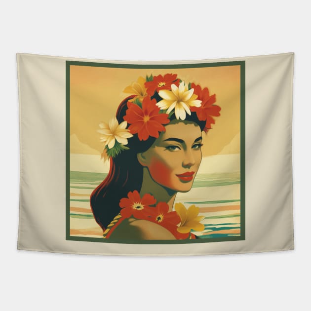 Hula Girl Tapestry by Retro Travel Design