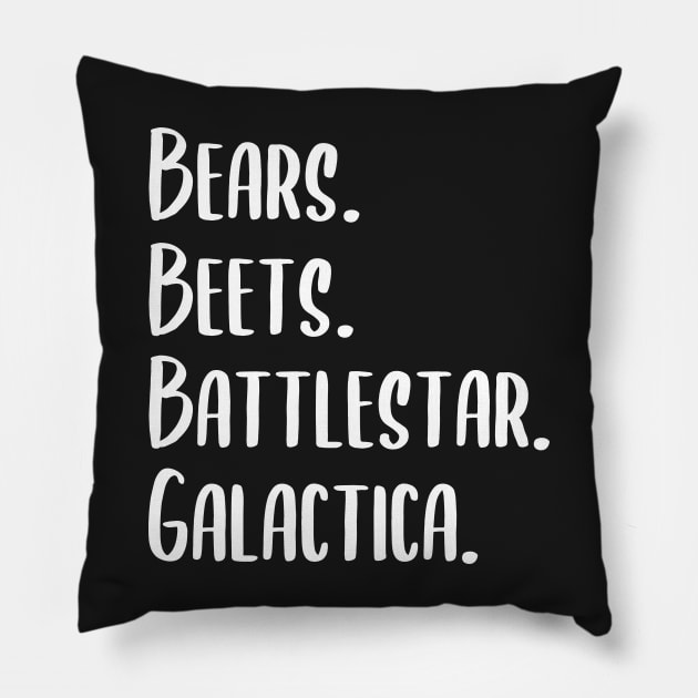 Black Bears Beets Battlestar Galactica Pillow by AdelDa19