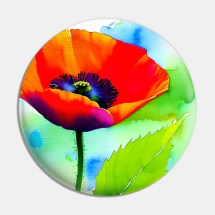 Colorful Digital Watercolor of Red Poppies (MD23Mrl012) Pin