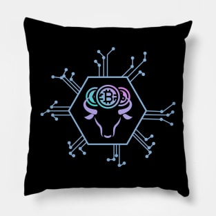 Bullish Crypto Fusion: Bitcoin & Blockchain Design Pillow